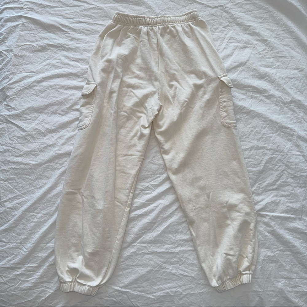 Bershka Cream Cargo Joggers Drawstring Sweatpants S - Picture 7 of 7